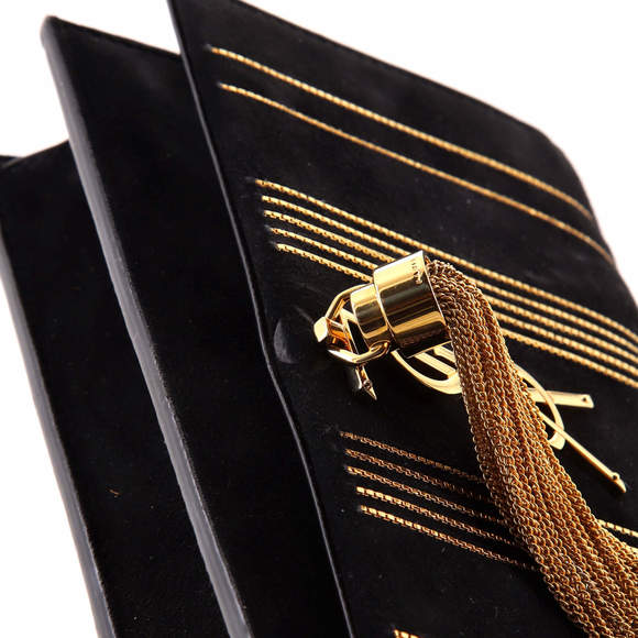 Saint Laurent Classic Monogram Tassel Chain Wallet Embellished Suede - Picture 6 of 7